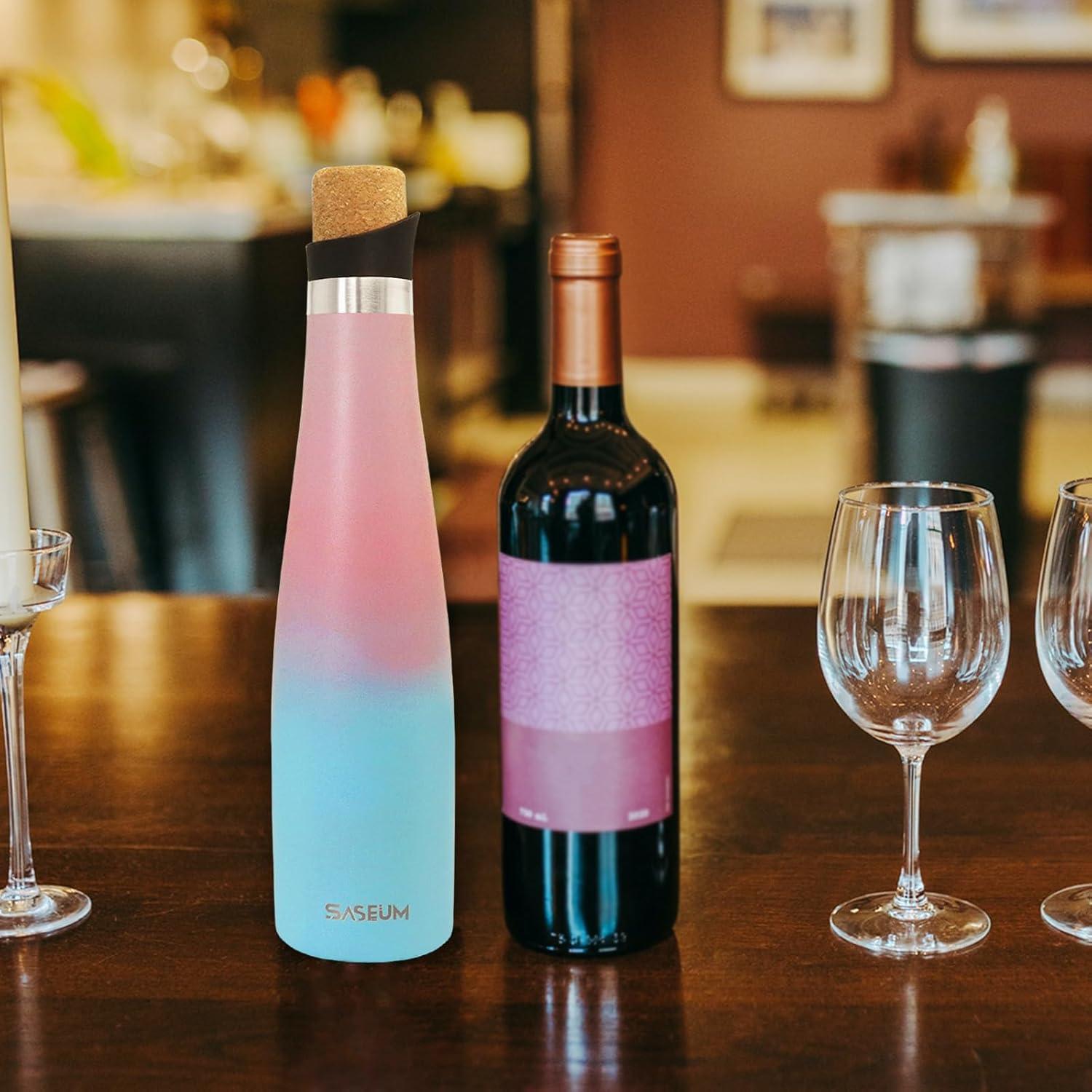 Botella de Agua SASEUM 32 oz Acero Inoxidable Aislada Rosa y Azul