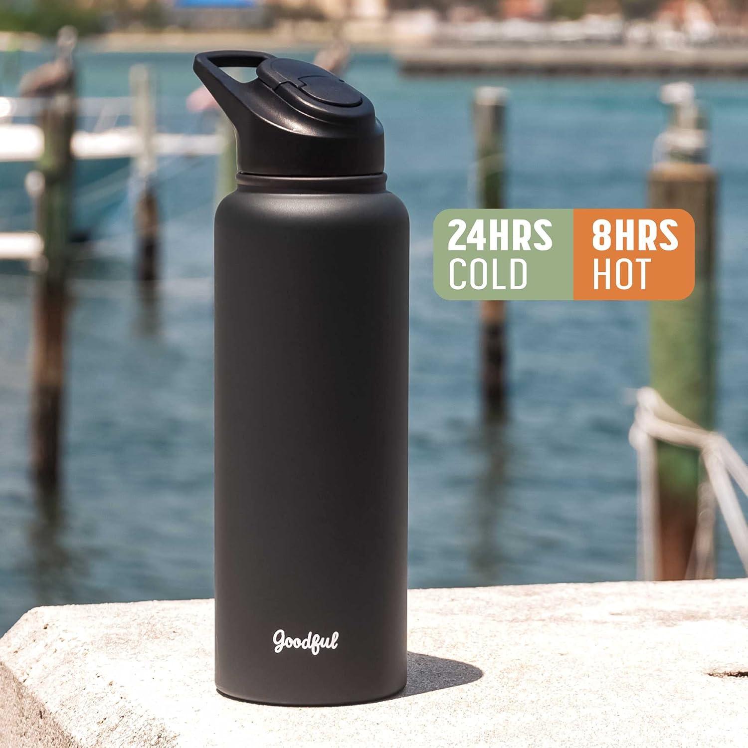 Botella de Agua Aislada Goodful 1.18L Acero Inoxidable Gris