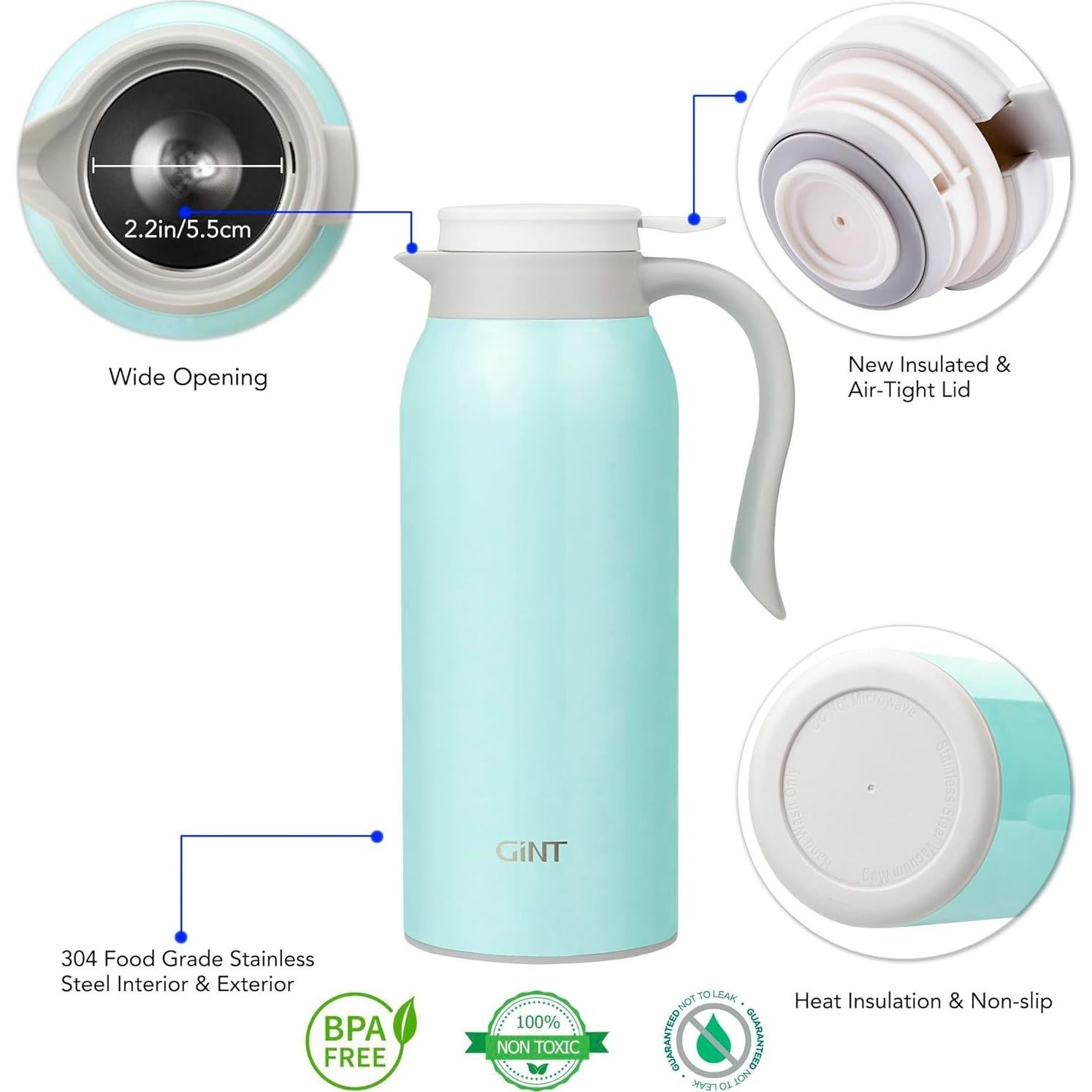 Termo de Café GiNT 1.5L Acero Inoxidable Azul Doble Pared