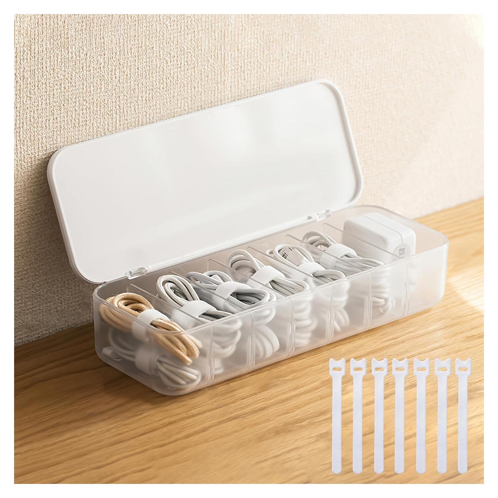 Organizador de Cables PAVSTINE con 7 Compartimentos Blanco