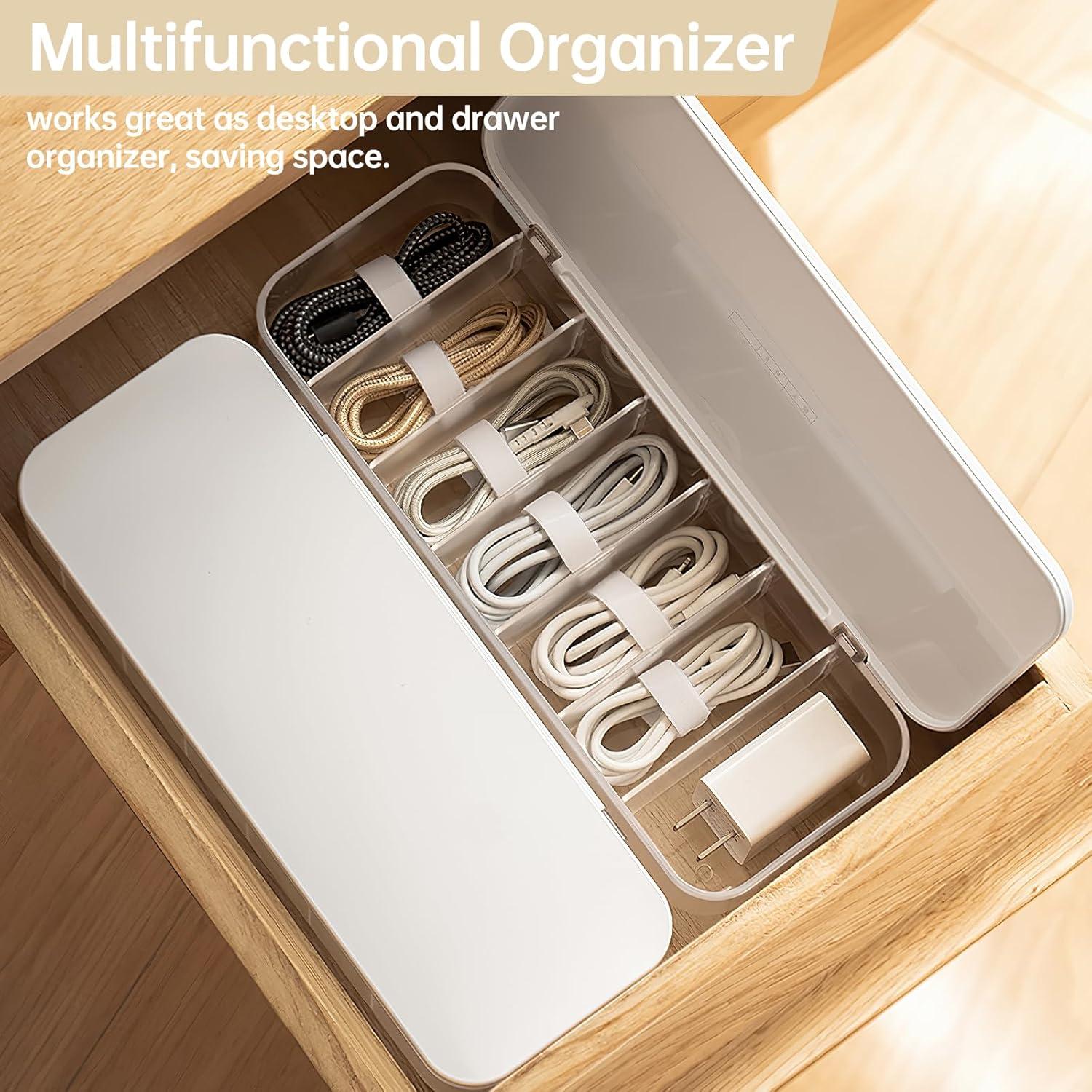 Organizador de Cables PAVSTINE con 7 Compartimentos Blanco