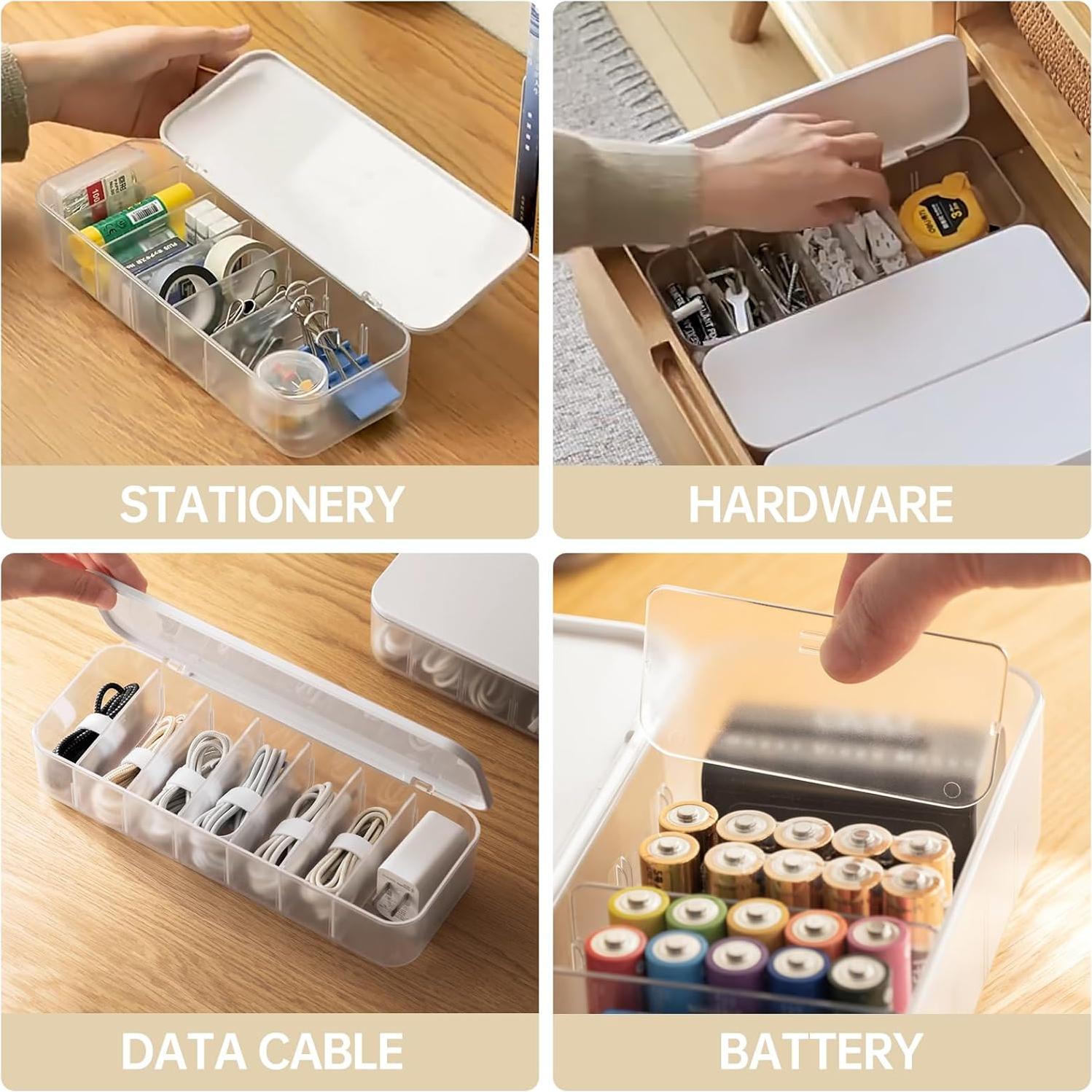 Organizador de Cables PAVSTINE con 7 Compartimentos Blanco
