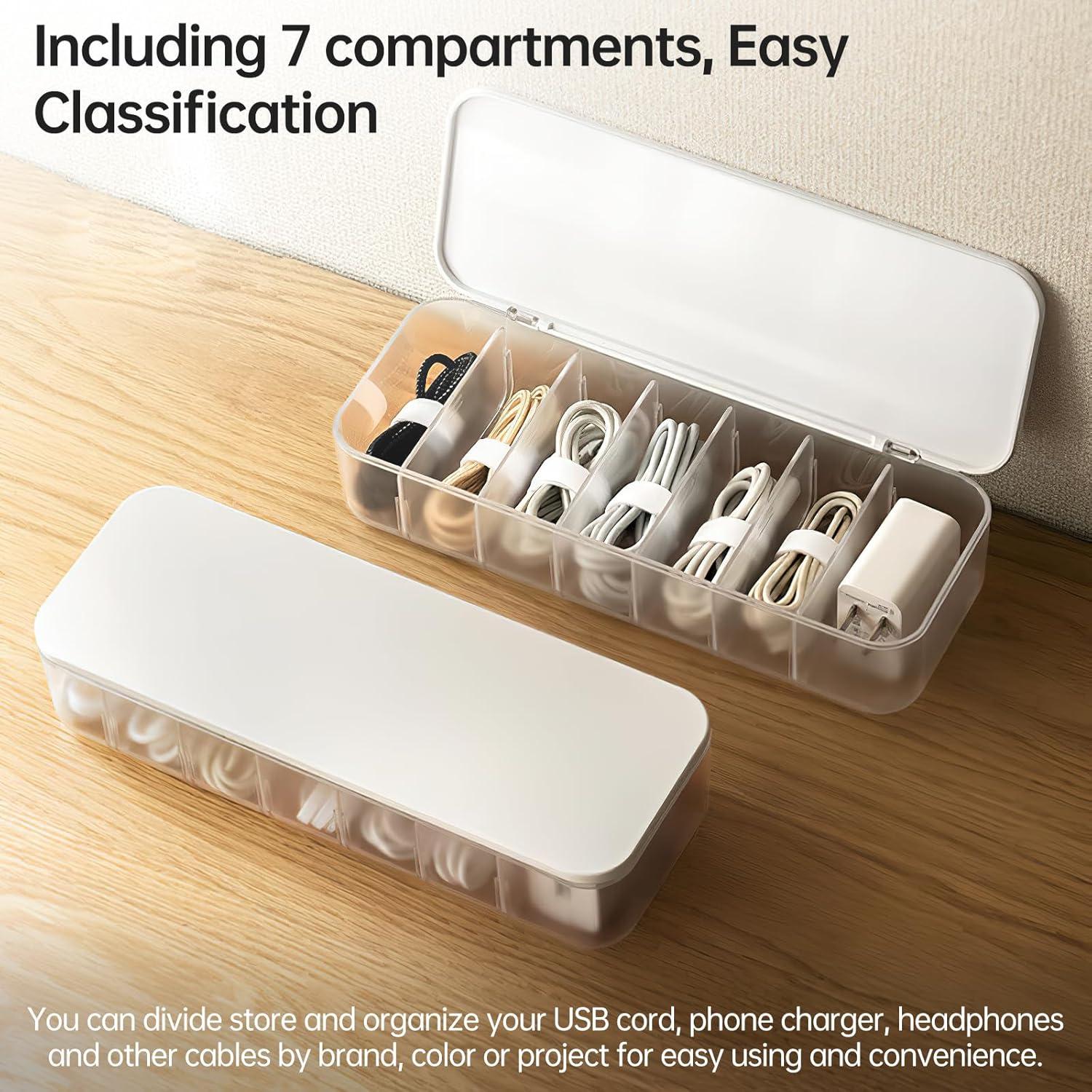 Organizador de Cables PAVSTINE con 7 Compartimentos Blanco