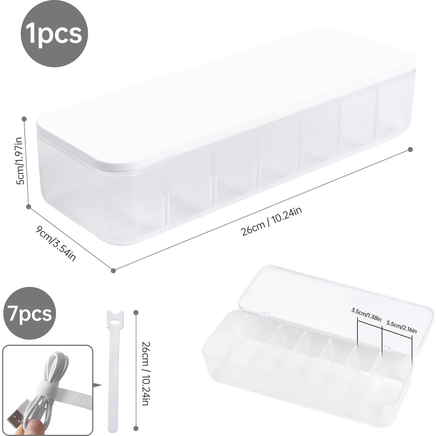 Organizador de Cables PAVSTINE con 7 Compartimentos Blanco
