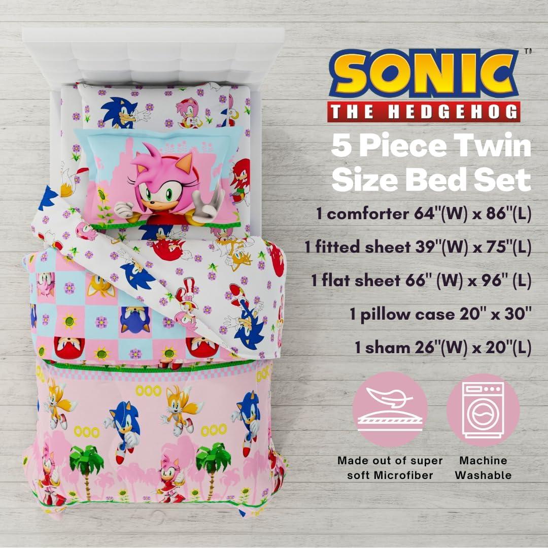 Conjunto Ropa de Cama Sonic Chica Franco 5 Piezas Individual