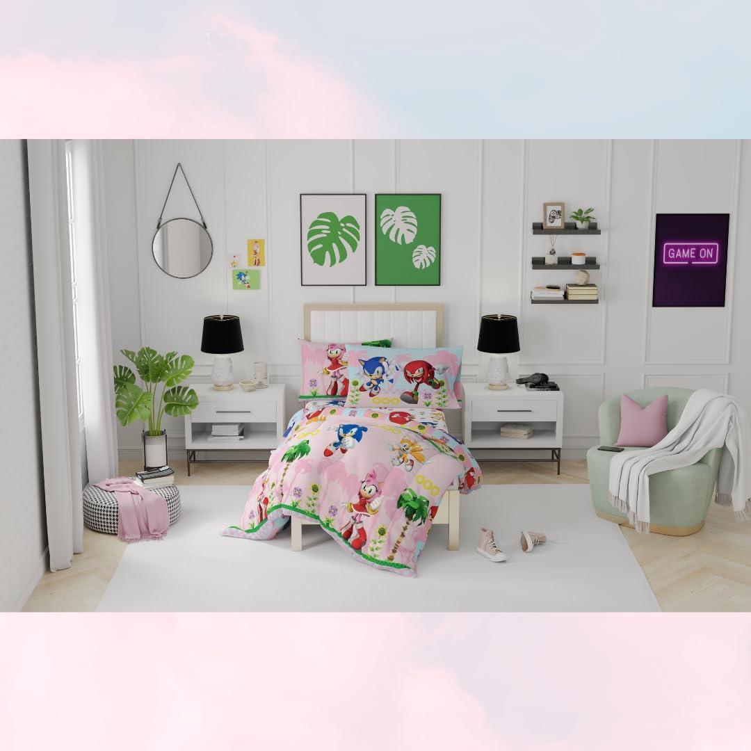Conjunto Ropa de Cama Sonic Chica Franco 5 Piezas Individual