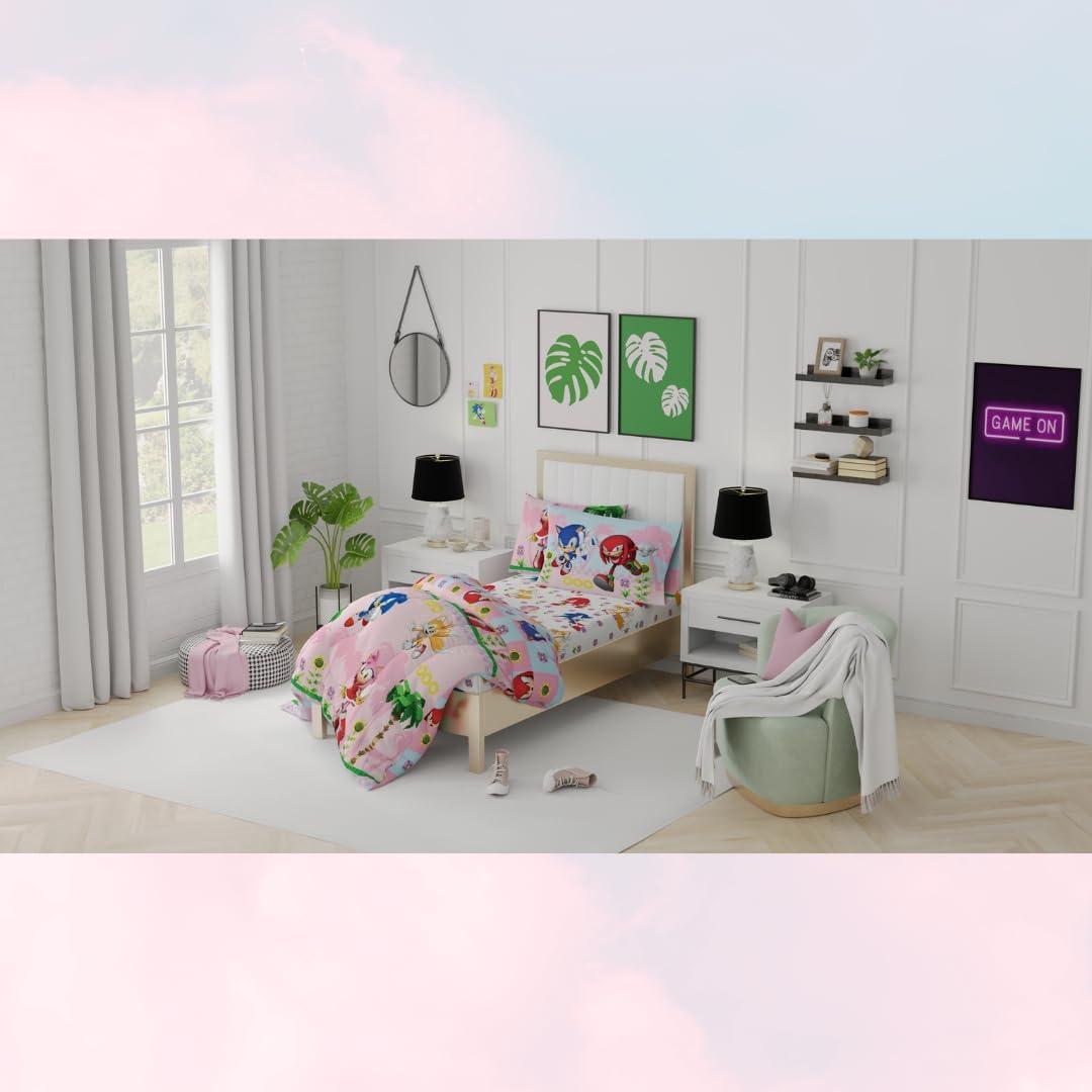 Conjunto Ropa de Cama Sonic Chica Franco 5 Piezas Individual