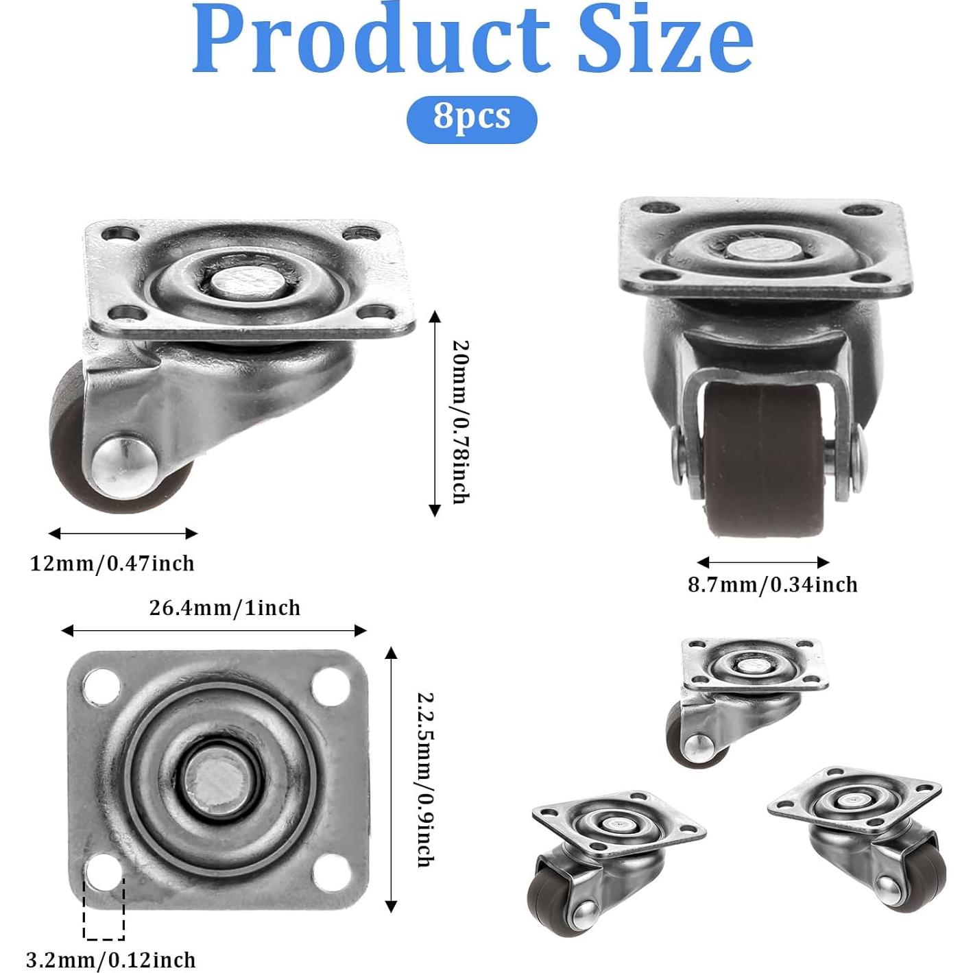 Juego de 8 Ruedas Giratorias 1.27cm Hariendny para Muebles