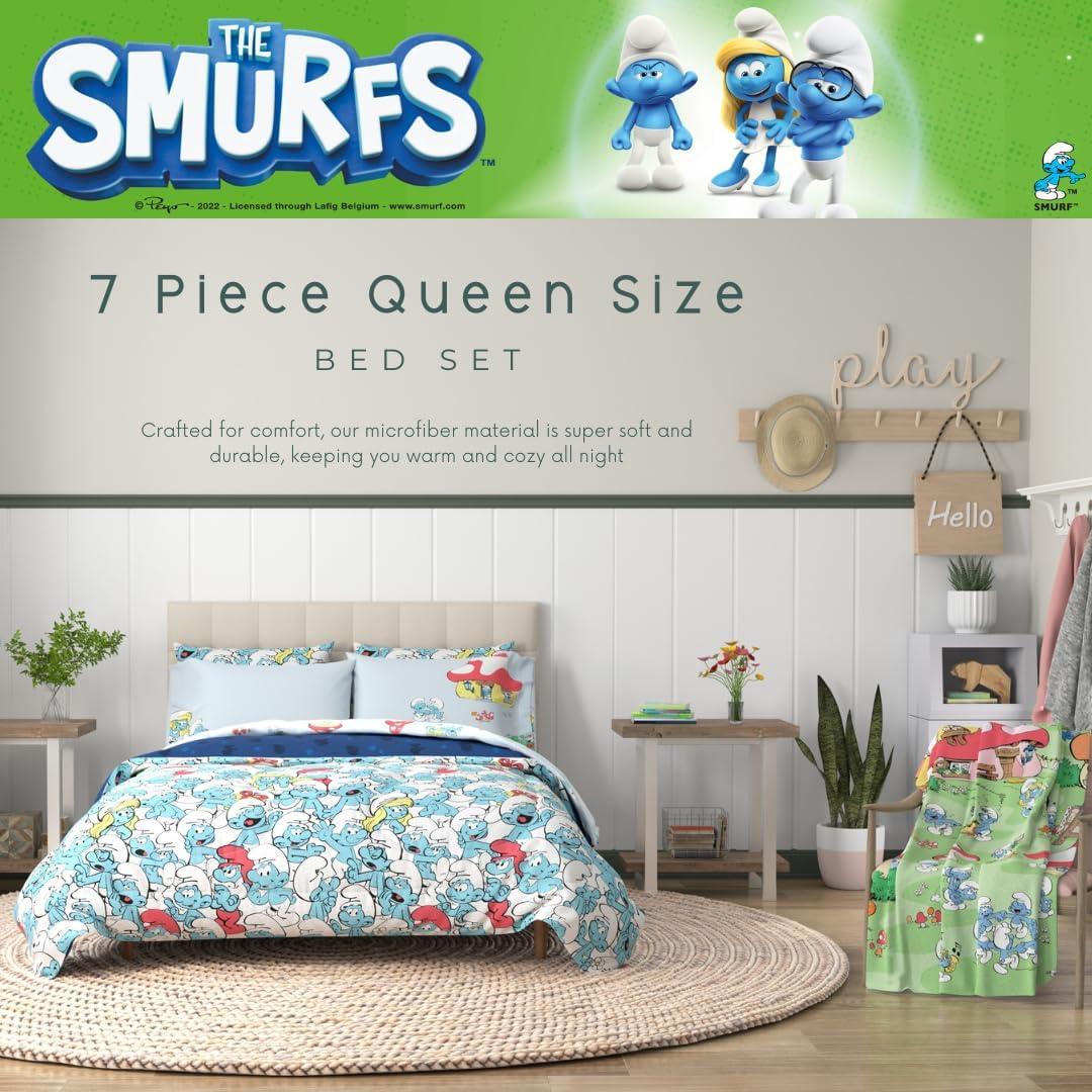 Juego de Cama Los Pitufos Franco 7 Piezas Tamaño Queen