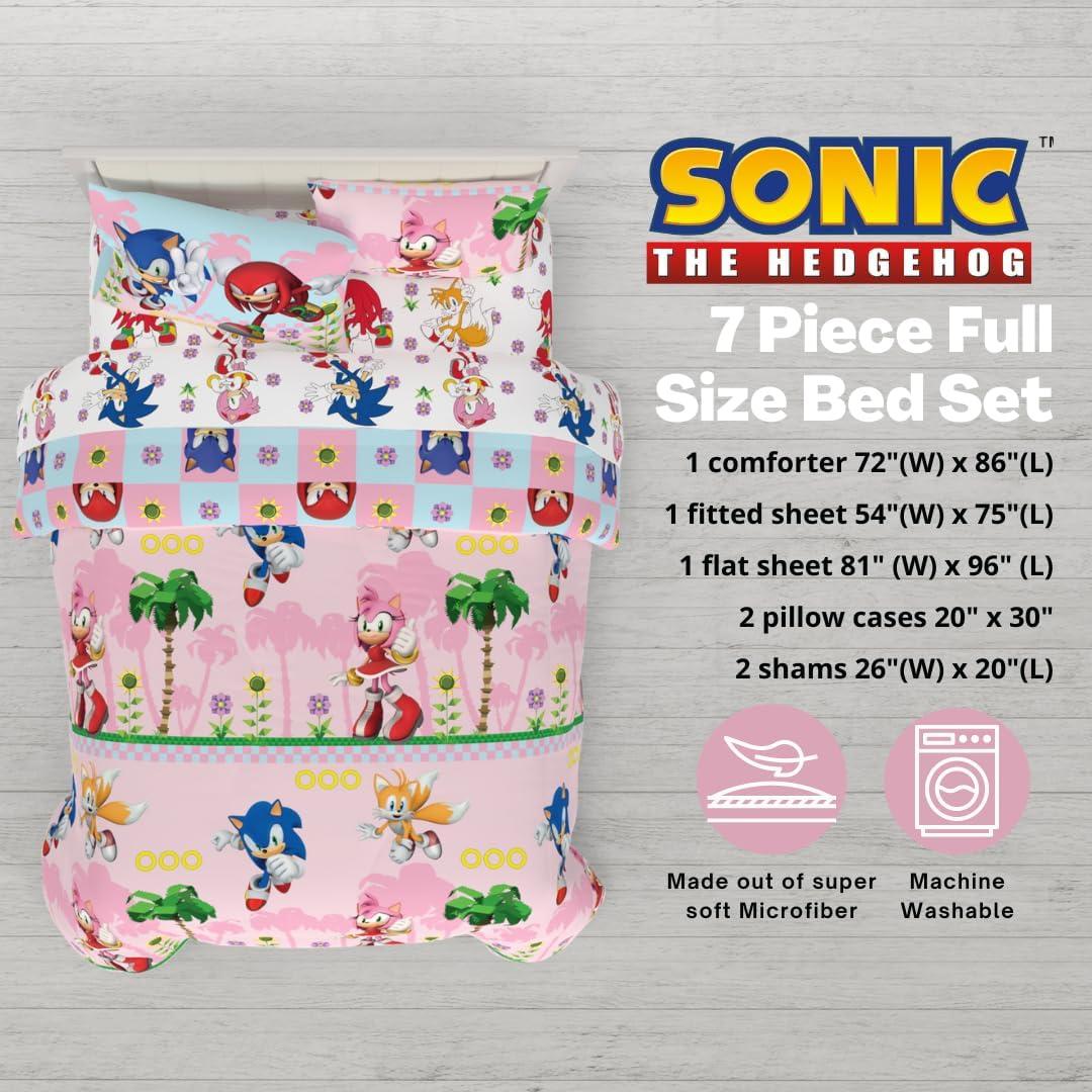 Conjunto Ropa de Cama Sonic Chica Franco 7 Piezas Completo