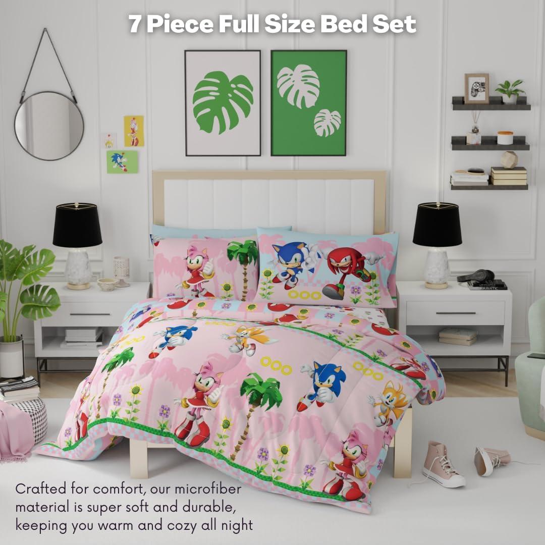 Conjunto Ropa de Cama Sonic Chica Franco 7 Piezas Completo