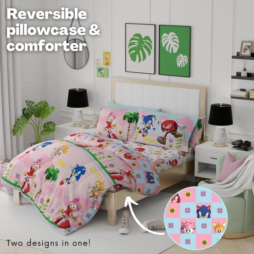 Conjunto Ropa de Cama Sonic Chica Franco 7 Piezas Completo
