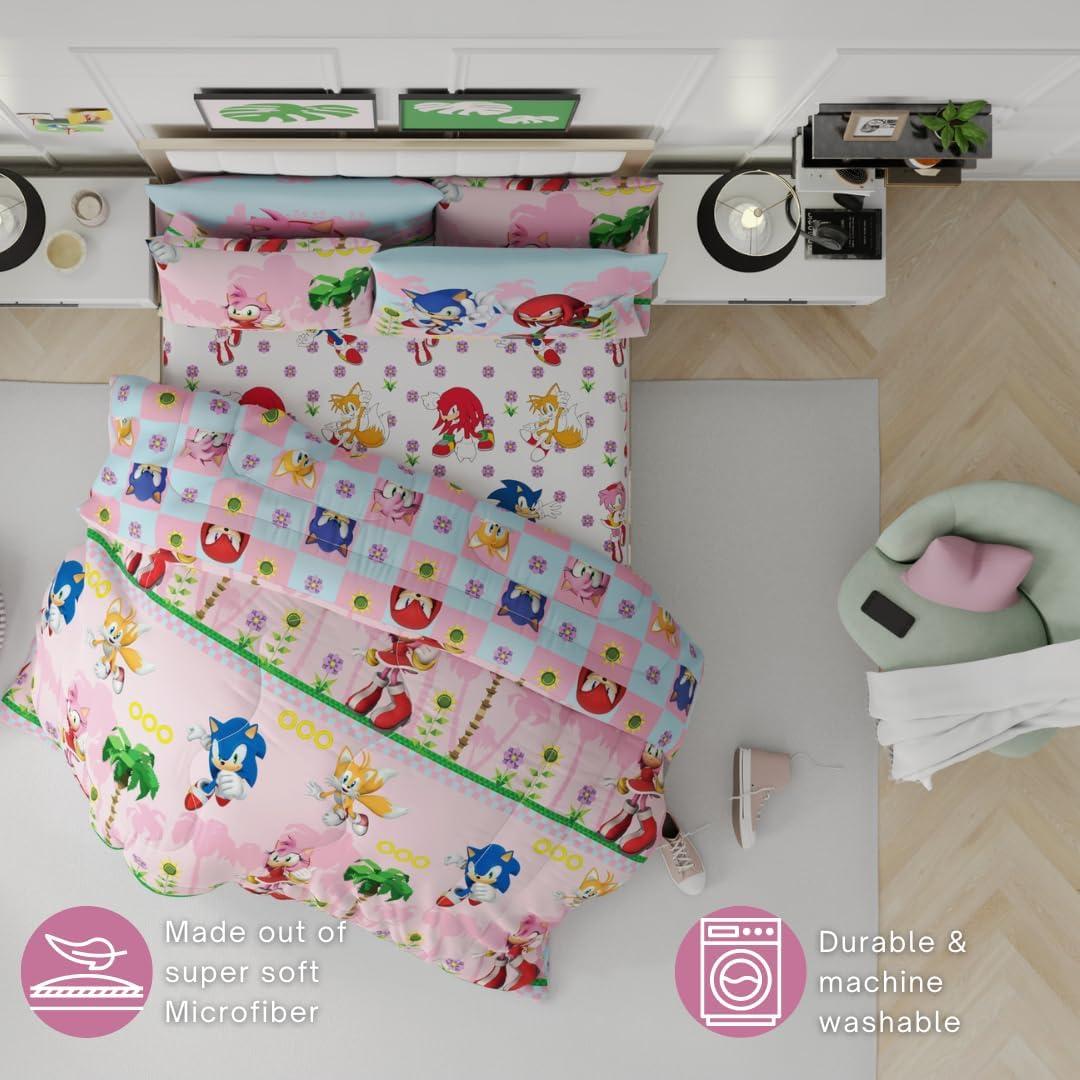 Conjunto Ropa de Cama Sonic Chica Franco 7 Piezas Completo