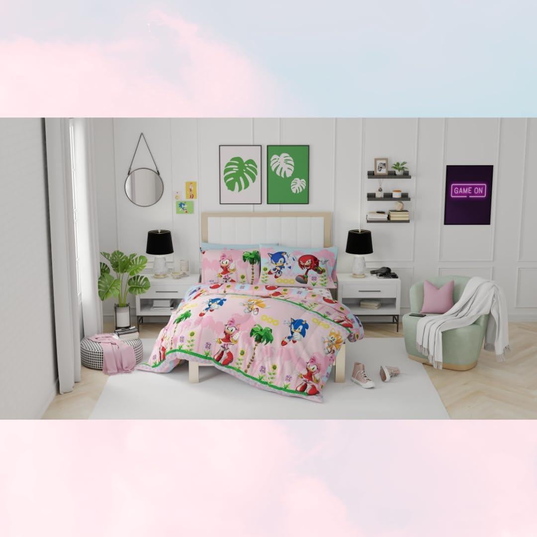 Conjunto Ropa de Cama Sonic Chica Franco 7 Piezas Completo