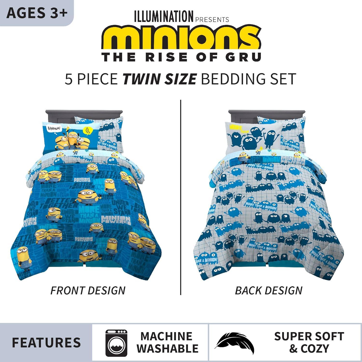 Juego de Ropa de Cama Franco Minions 5 Piezas Twin