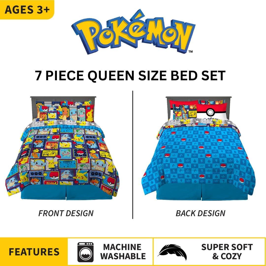 Juego de Cama Pokémon Franco 7 Piezas Tamaño Queen