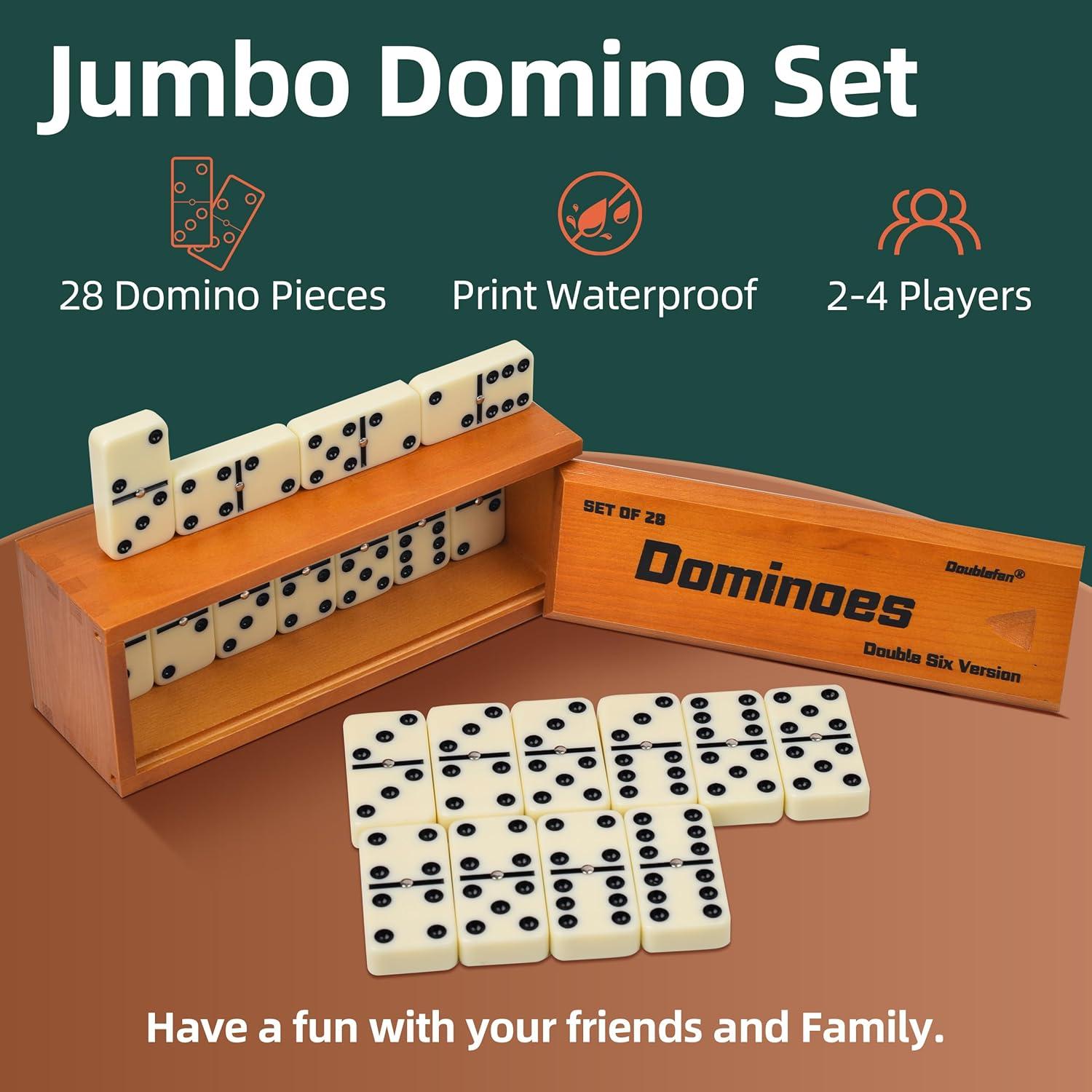 Juego de Dominó Jumbo Doublefan Doble 6 en Caja de Madera