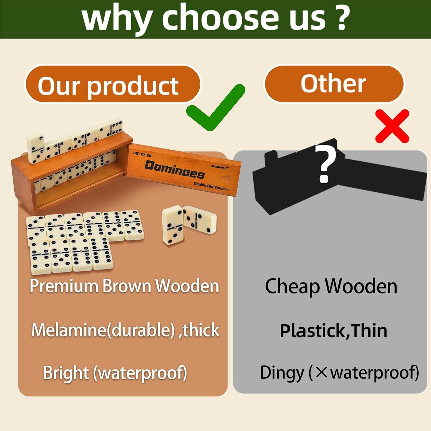 Juego de Dominó Jumbo Doublefan Doble 6 en Caja de Madera