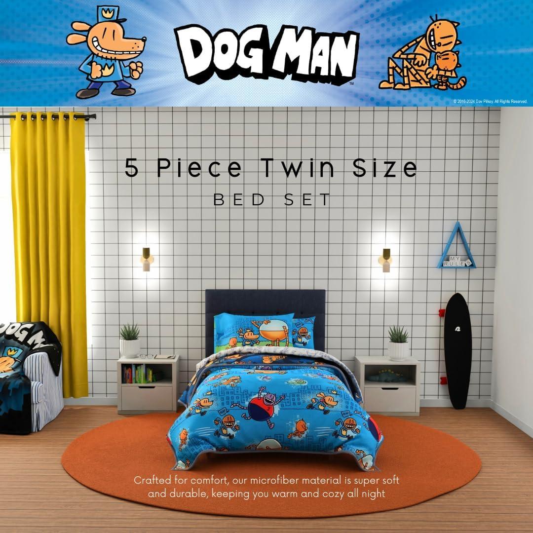 Juego de Cama Infantil Franco Dog Man 5 Piezas Microfibra