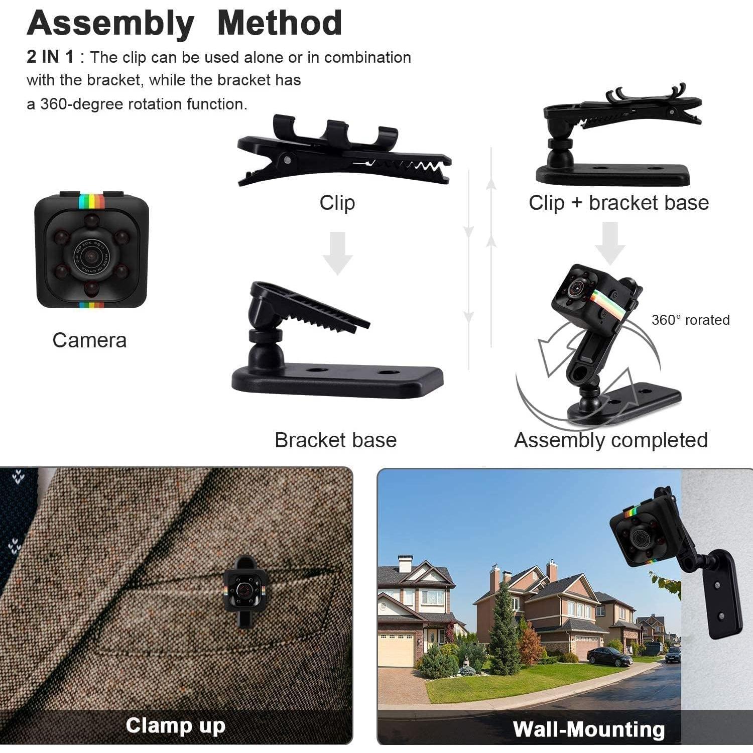 Mini Hidden Camera HD 1080P Camera,Portable Small Nanny Cam,Tiny Camera with Night Vision and Motion Detection,Home Security Cameras for Pet，Indoor/Outdoor (Mini)