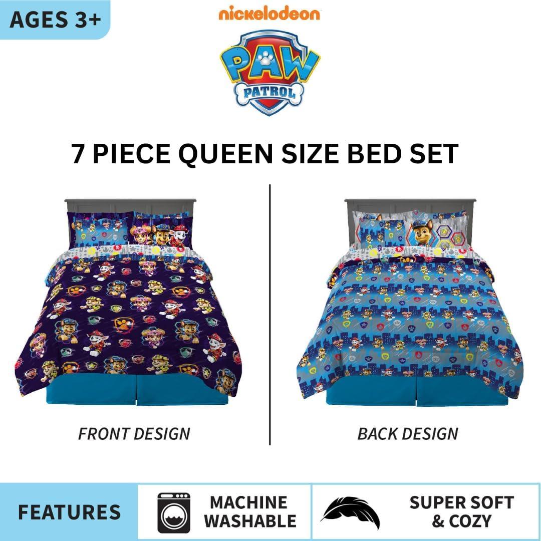 Juego de Ropa de Cama Paw Patrol Franco 7 Piezas Queen