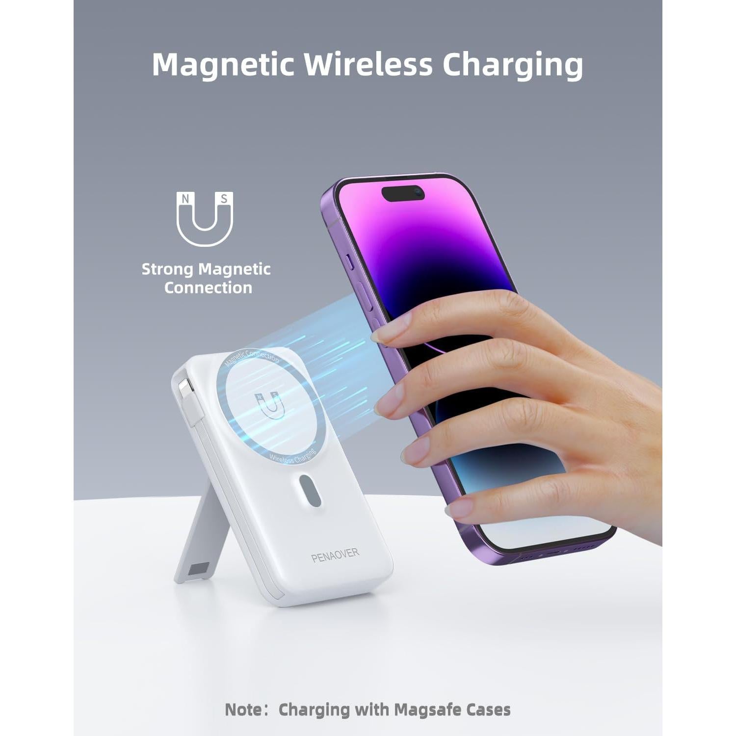 Banco de Poder Magnético 10000mAh Inalámbrico con Soporte