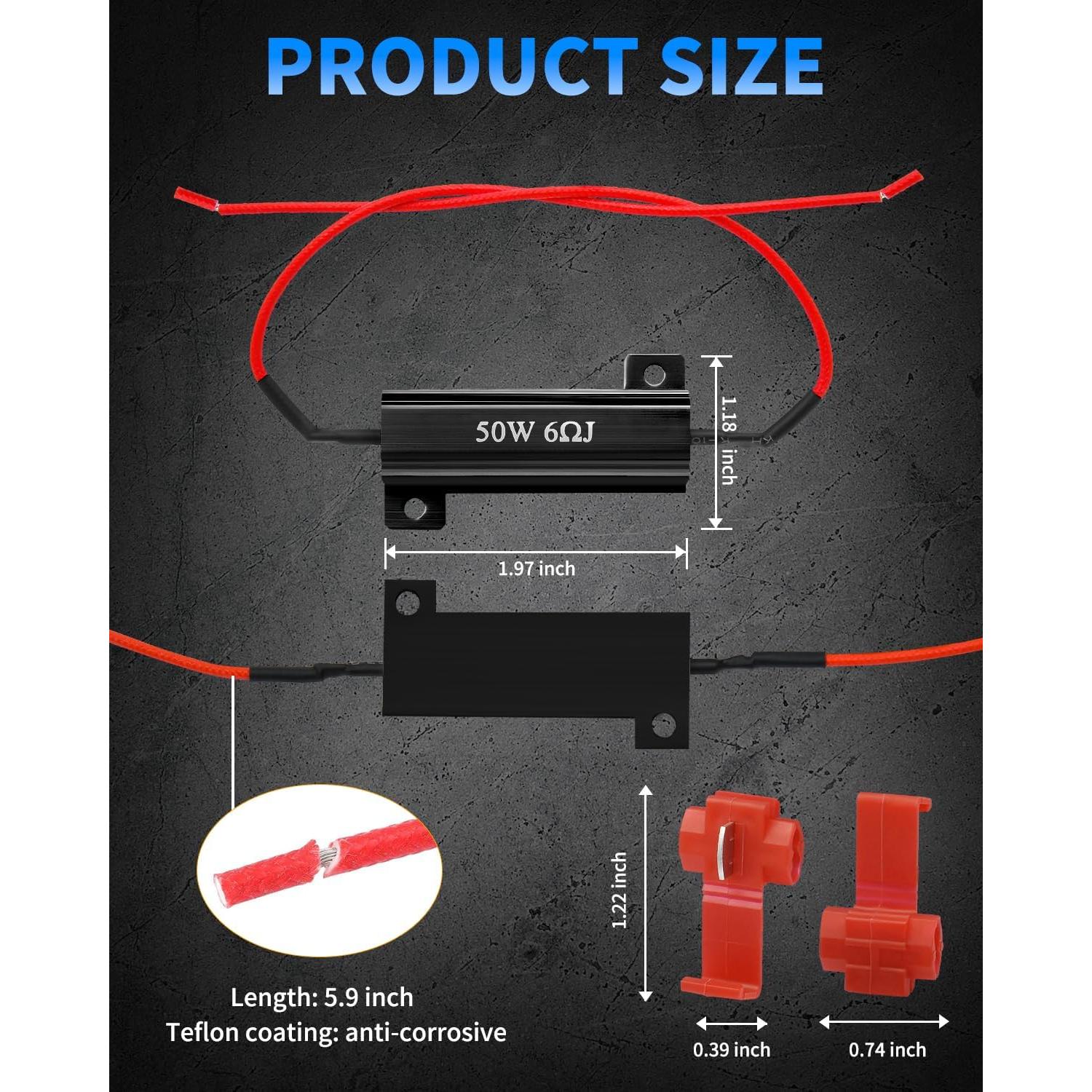 Resistencias de Carga AUXLIGHT 50W 6ohm 4 Piezas - Solución Parpadeo LED
