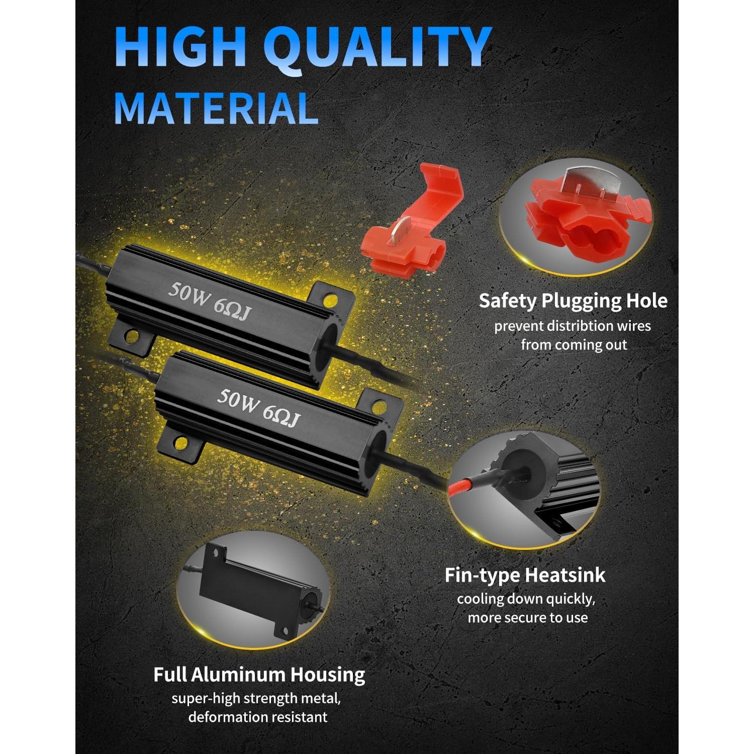 Resistencias de Carga AUXLIGHT 50W 6ohm 4 Piezas - Solución Parpadeo LED