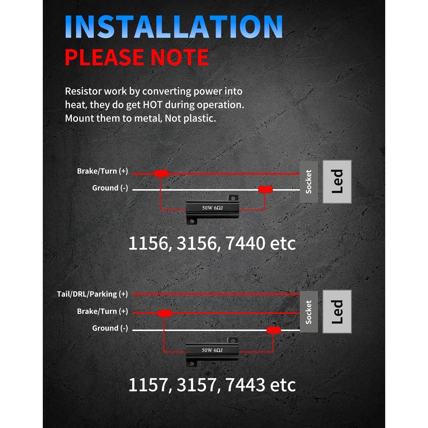 Resistencias de Carga AUXLIGHT 50W 6ohm 4 Piezas - Solución Parpadeo LED