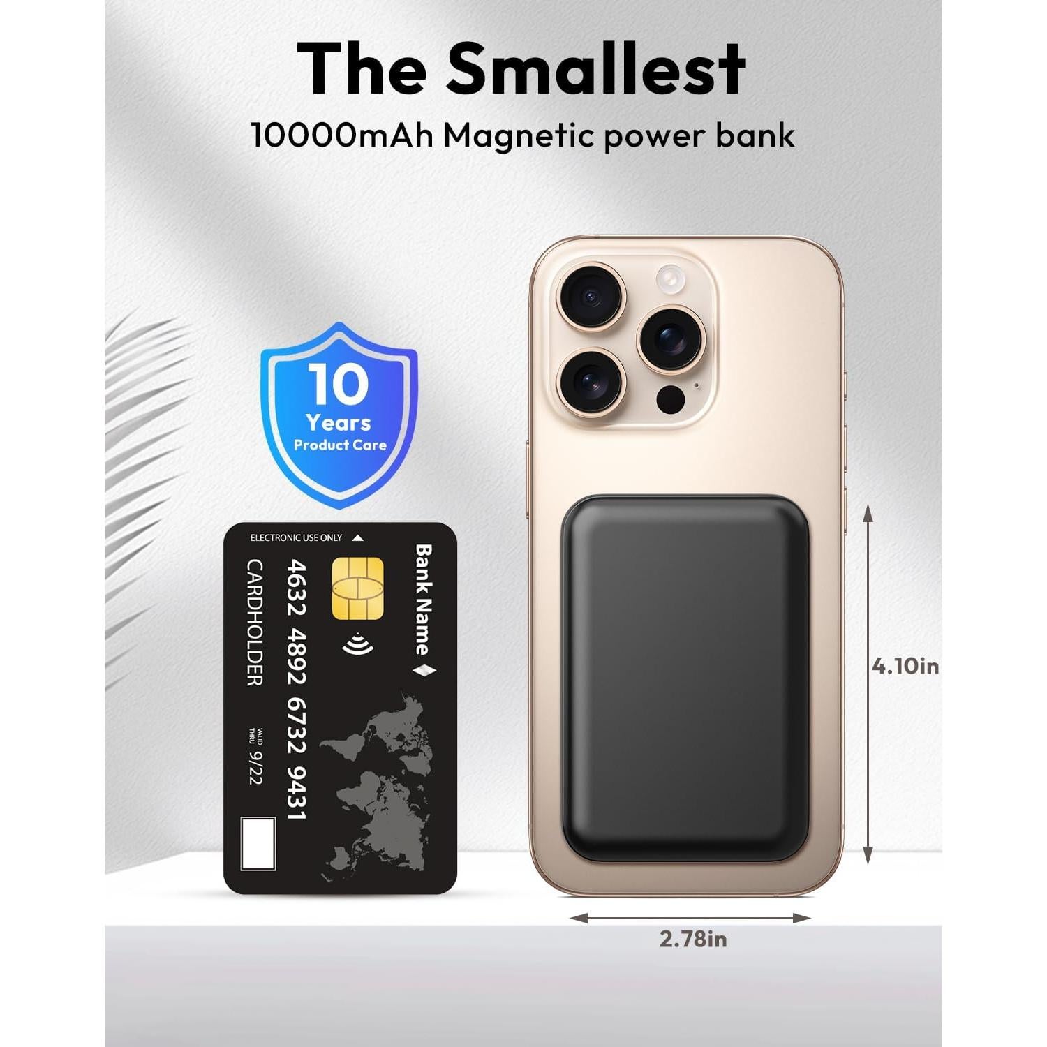 Banco de Poder Inalámbrico Bilivein 10000mAh Carga Rápida USB-C