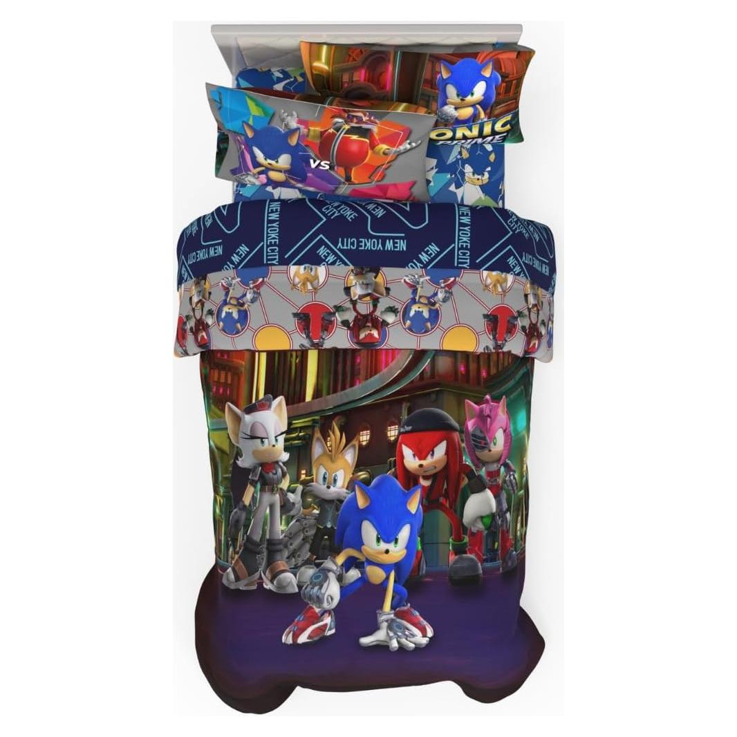 Juego de Ropa de Cama Sonic Prime Franco 4 Piezas Individual