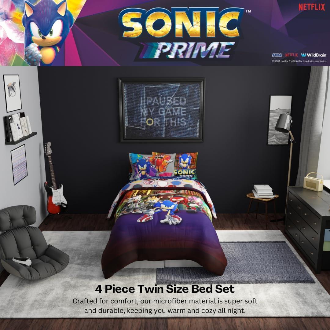 Juego de Ropa de Cama Sonic Prime Franco 4 Piezas Individual