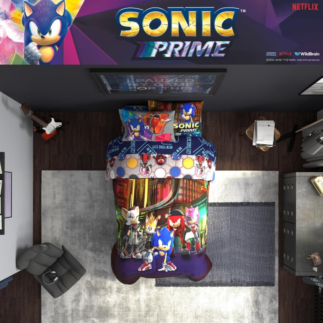 Juego de Ropa de Cama Sonic Prime Franco 4 Piezas Individual