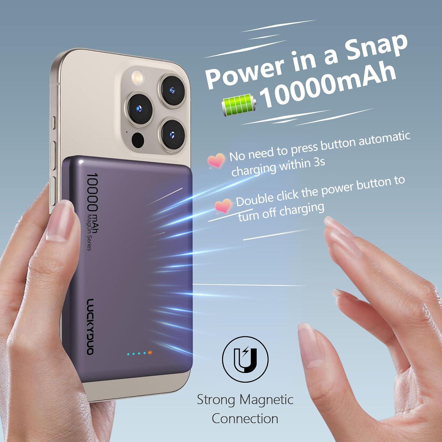 Cargador Portátil Magnético LUCKYDUO 10000mAh Inalámbrico 20W