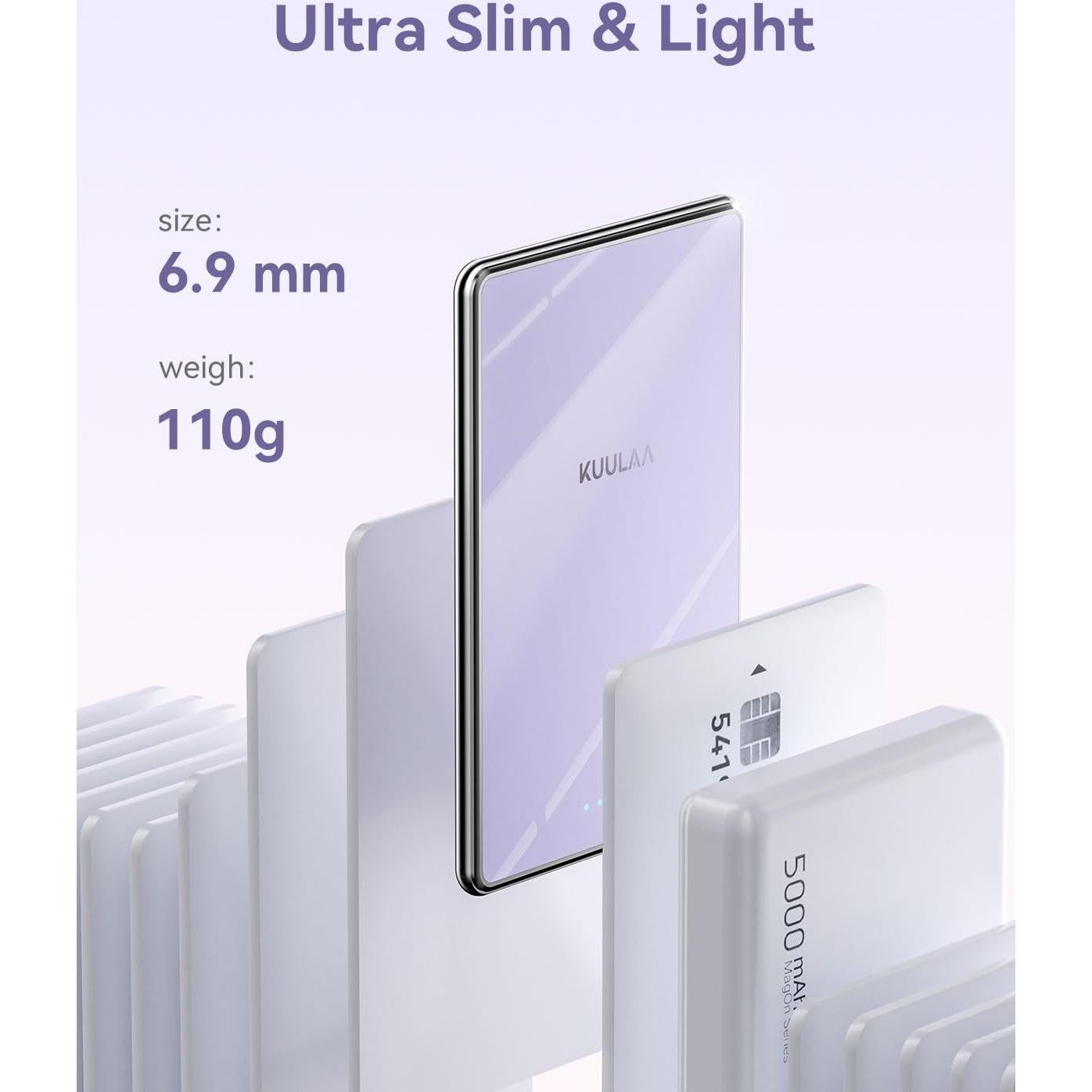 Batería Portátil MagSafe Kuulaa 5000mAh Ultra Delgado USB-C