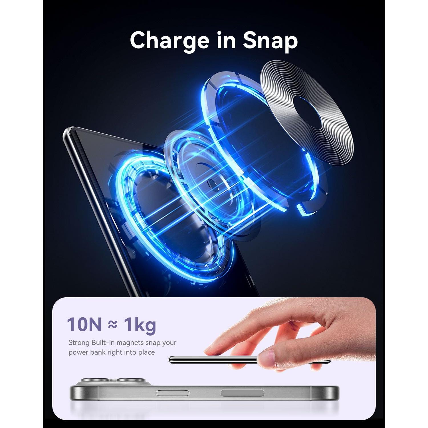 Batería Portátil MagSafe Kuulaa 5000mAh Ultra Delgado USB-C