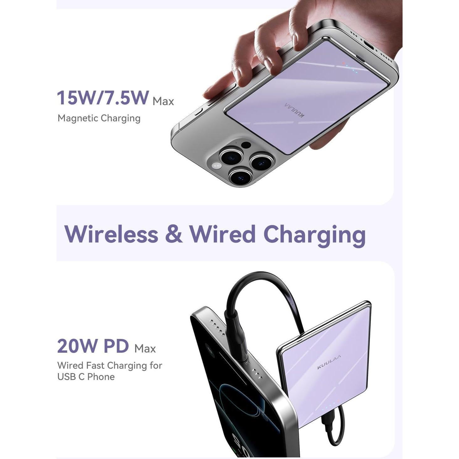 Batería Portátil MagSafe Kuulaa 5000mAh Ultra Delgado USB-C