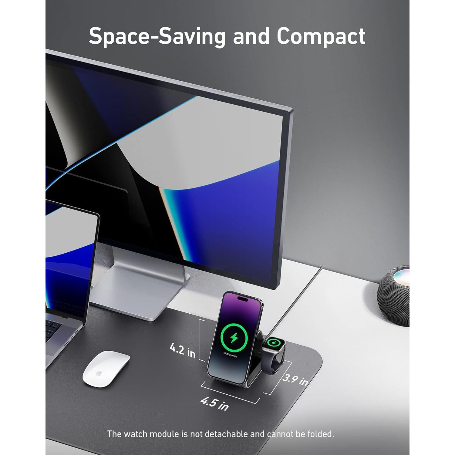 Soporte de Carga 3-en-1 Anker MagSafe 15W para iPhone y Apple Watch