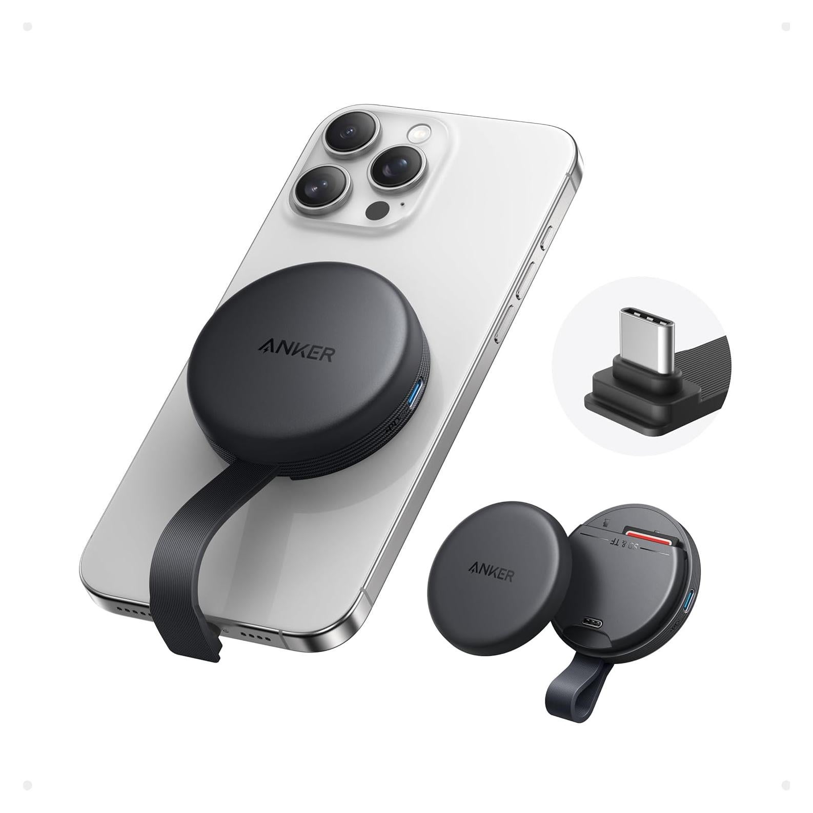 Adaptador USB-C Anker MagGo para iPhone 16/15, Lector SD/TF