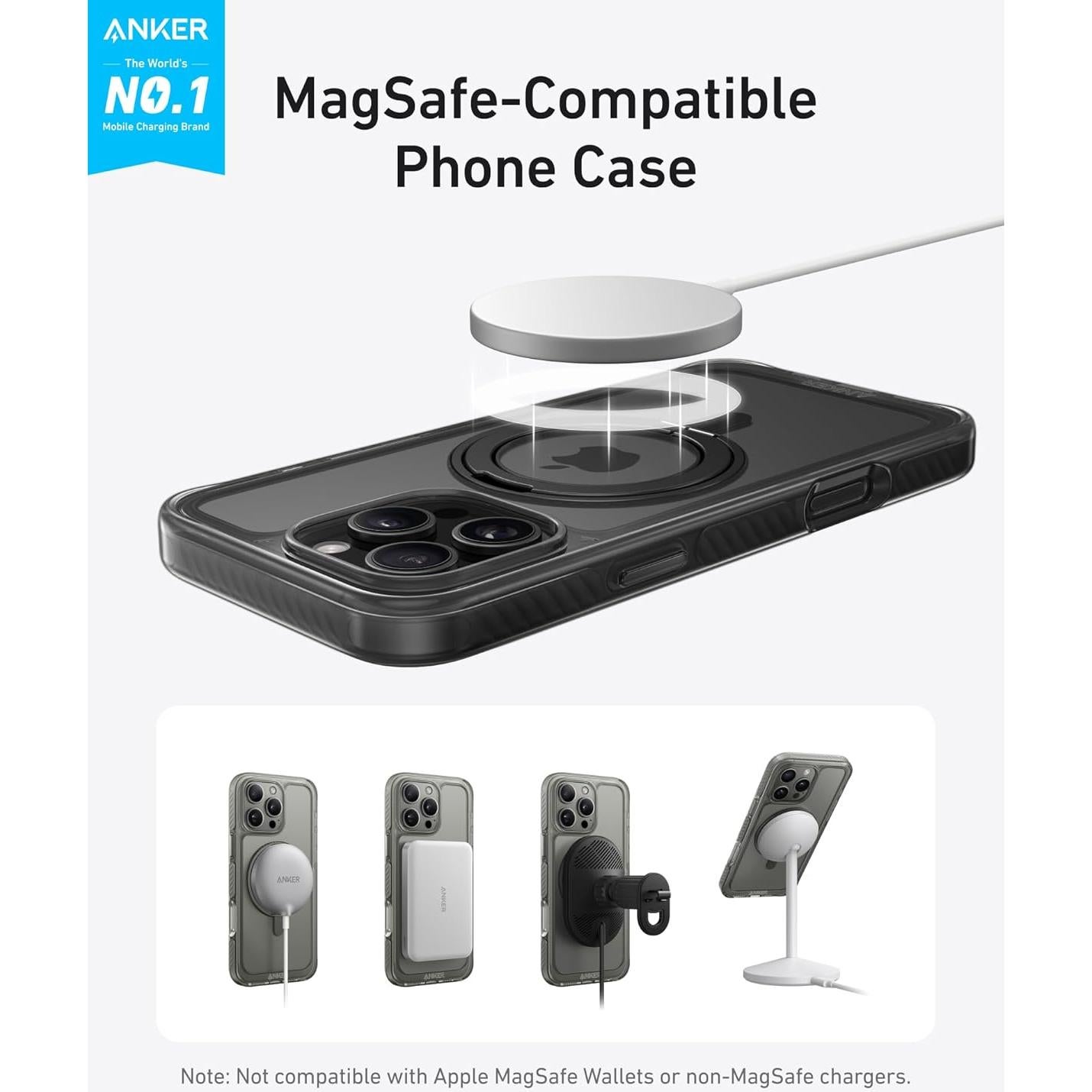 Funda Magnética Anker MagGo para iPhone 16 Pro, Titanio Claro