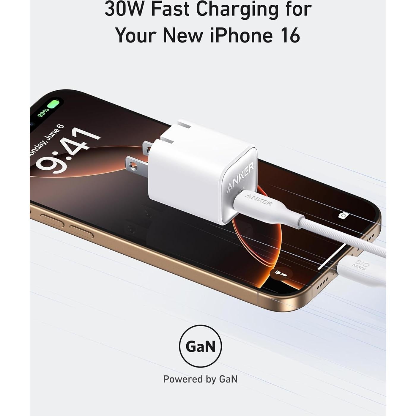 Cargador Anker Nano 30W USB-C GaN + Batería 10,000mAh