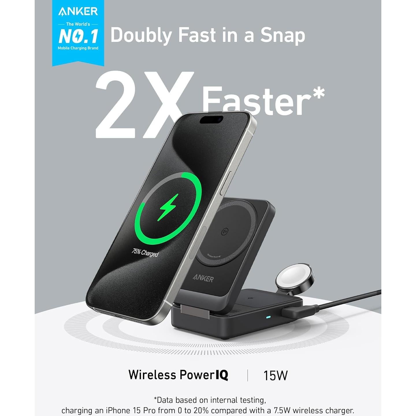 Cargador Portátil Anker MagGo 10,000mAh 15W Qi2 para iPhone