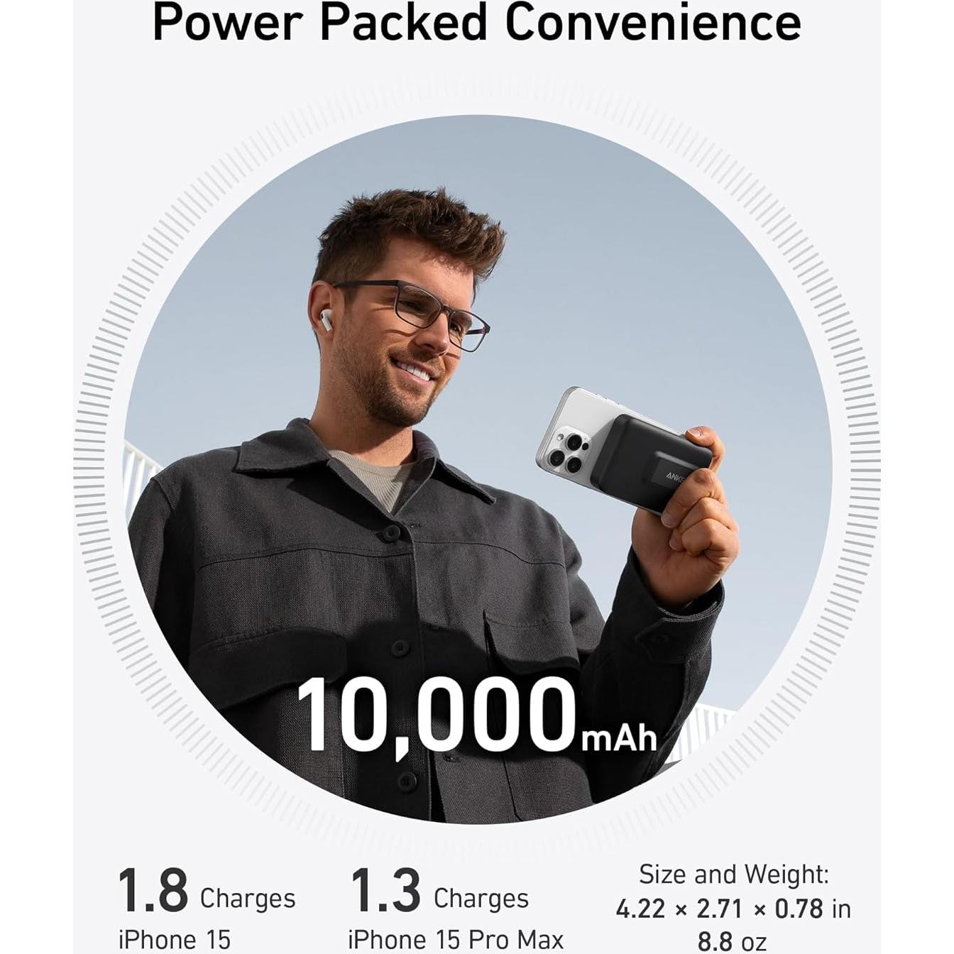 Cargador Inalámbrico Magnético Anker MagGo 15W con Pantalla