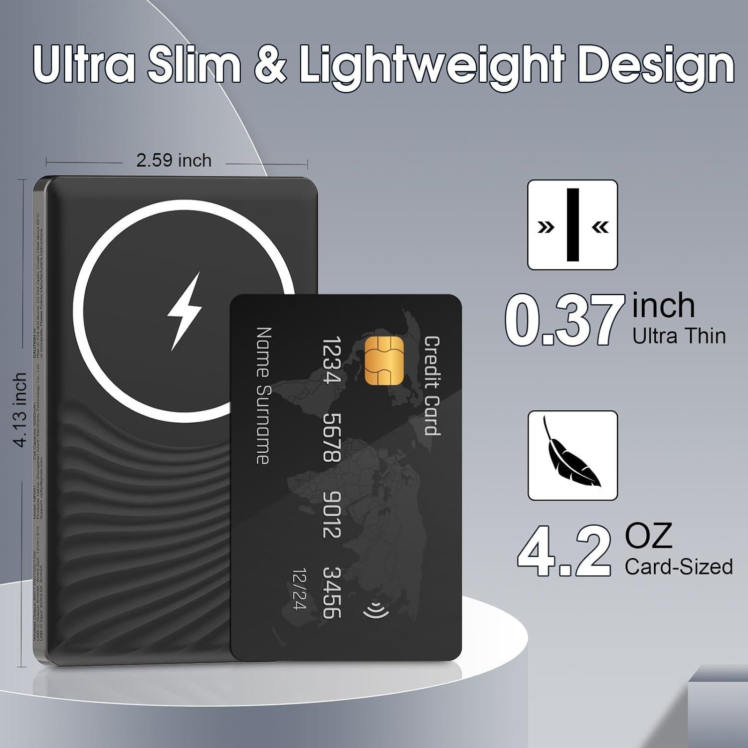 Cargador Portátil Magnético Dbasne 5000mAh Carga Rápida USB-C