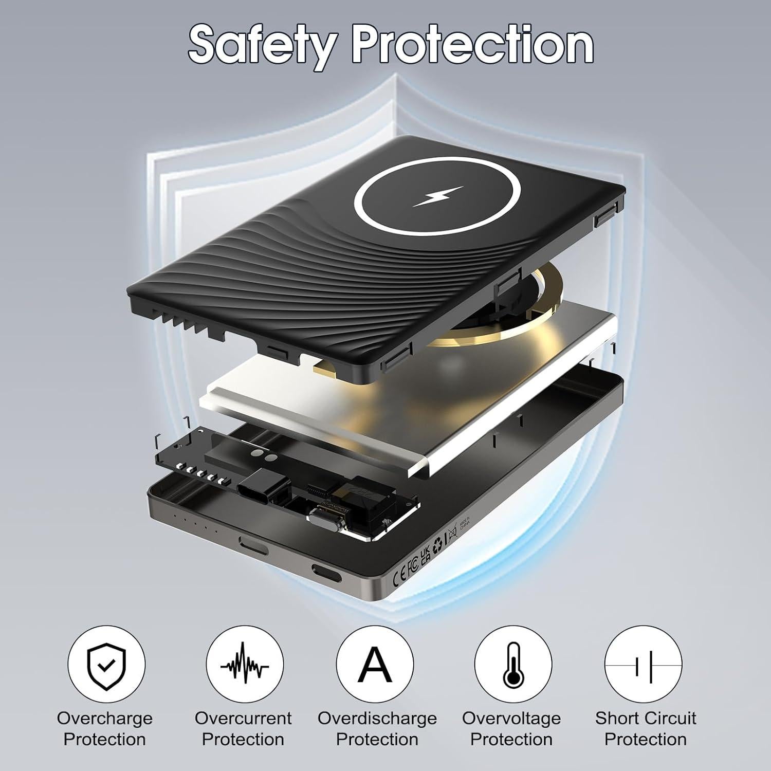 Cargador Portátil Magnético Dbasne 5000mAh Carga Rápida USB-C