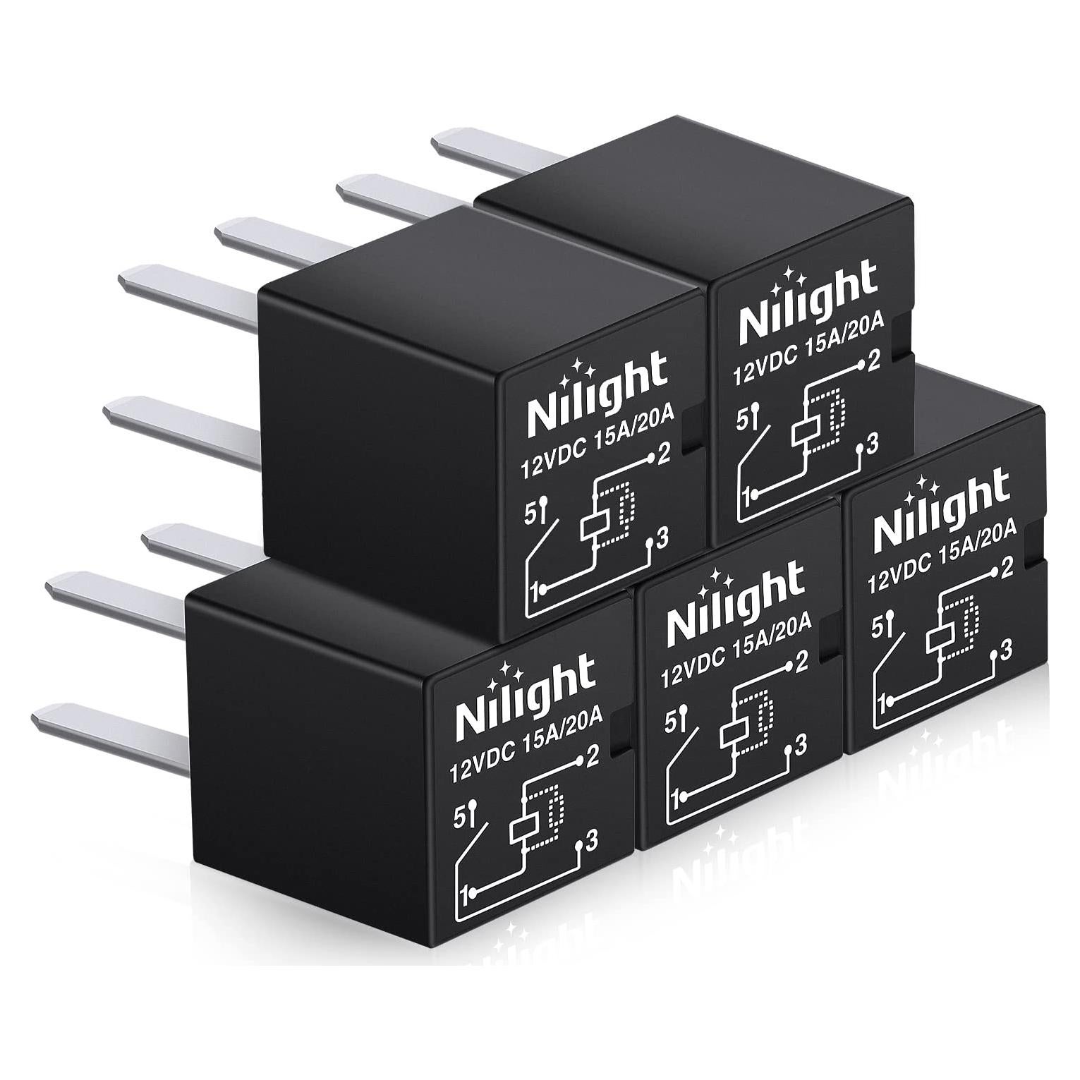 Relé Automotriz Nilight 4Pin SPNO 20A Sellado - 5PCS