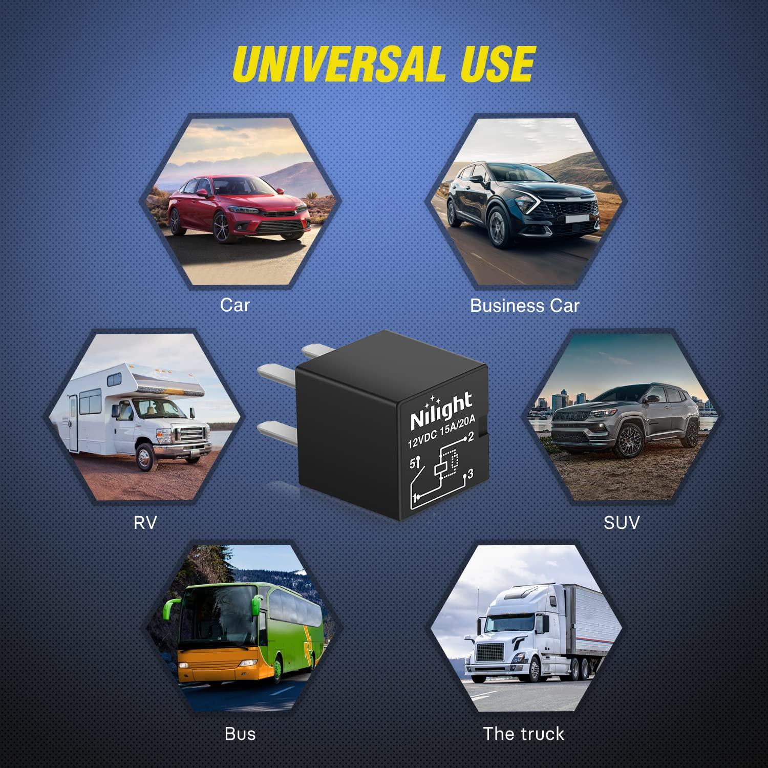 Relé Automotriz Nilight 4Pin SPNO 20A Sellado - 5PCS