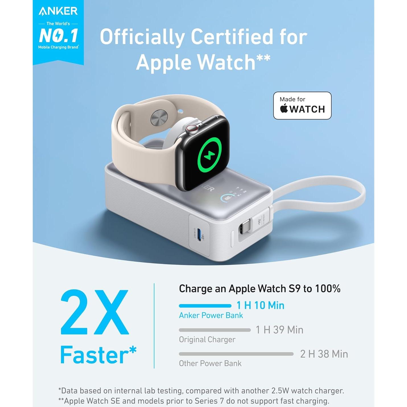 Batería Externa Anker MagGo 10,000mAh para Apple Watch