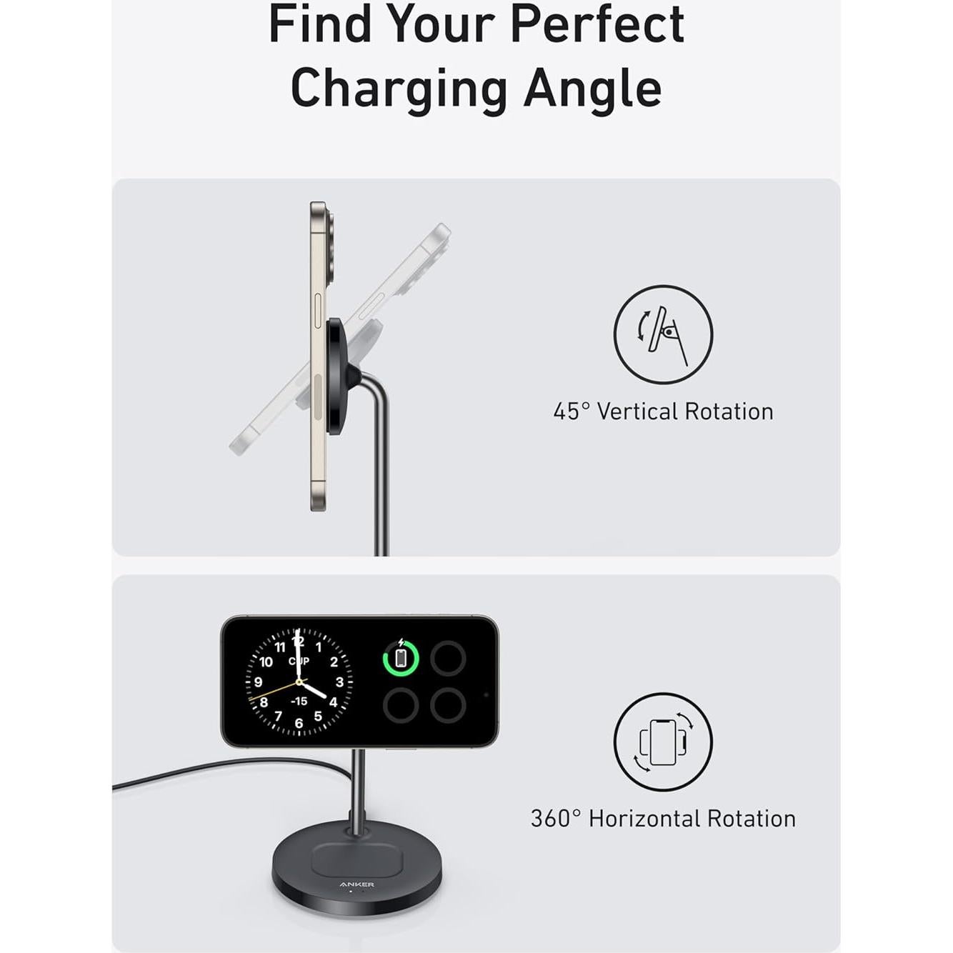 Cargador Inalámbrico 3-en-1 Anker MagSafe UFO 15W para iPhone