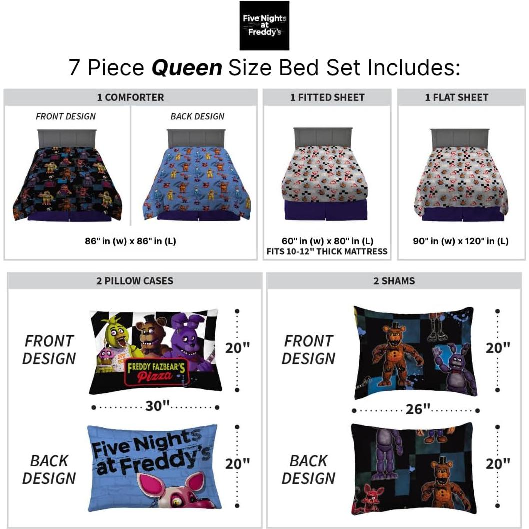 Juego de Cama Five Nights at Freddy's Franco 7 Piezas Queen